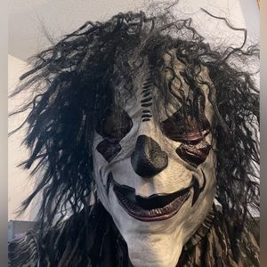 Creepy Clown Mask with Black Hair